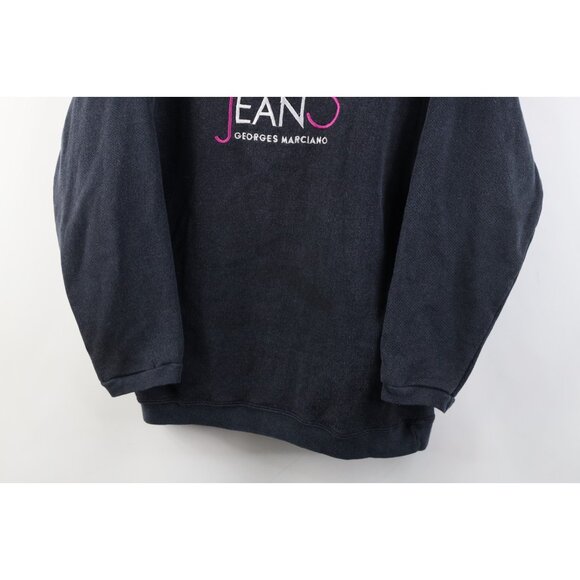 Vtg 80s 90s Georges Marciano Guess Jeans Women OS Faded Spell Out Sweatshirt USA - Picture 3 of 13